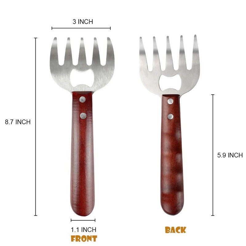 AIYUE Meat Shredding Claws Stainless Steel Pulled Pork Shredder Meat Claws for BBQ Shredding Pulling Handing Lifting & Serving Pork Turkey Chicken with Long Wood Handle (2 PCS,BPA Free) - Image 5
